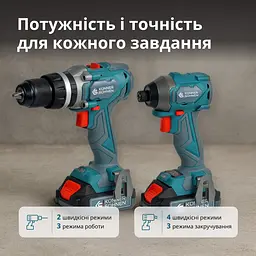 Konner & Sohnen Набір із двох акумуляторних інструментів KS IDISD 20V SET 2 20В дриль ударний, гвинтоверт, швидкий ЗП 2А акб 2х2А·год кейс 5кг - мініатюра 3