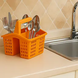 Пластиковий тримач для столового приладдя та кухонного приладдя 16 × 16 × 14.5 см Теракотовий 88016
