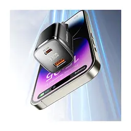 Зарядное устройство 1xUSB-C + 1xUSB 33W GaN black Essager (ECT33W-GMB01-Z) - миниатюра 6
