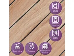 Покриття вінілове самоклеюче 3D рейки STICKER WALL 600*600*2,8мм Тік золотистий SW-00002203 - мініатюра 6
