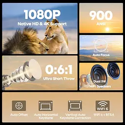 Мультимедійний смарт проектор з автофокусом Magcubic HY450C H726 1080P 2/16 Гб 900 ANSI Android 14 - мініатюра 5