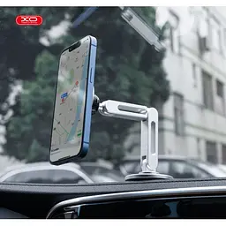 Автотримач XO C148 Metal Twin Bar 360° Rotating Magnetic Handse сріблястий - мініатюра 3
