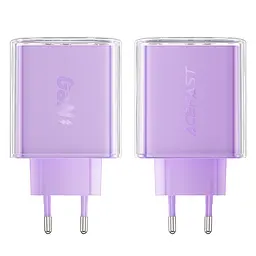 Мережевий зарядний пристрій Acefast A45 USB/2 Type-C QC PD PD65W GaN фіолетовий - мініатюра 5
