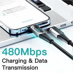 Зарядний кабель Display ESSAGER Type C to Lightning 1метр 20W - мініатюра 6