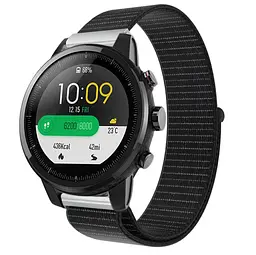 Ремінець BeWatch нейлоновий липучка для Amazfit Stratos \ Pace Чорний (1021301)