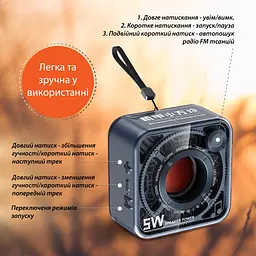 Портативна міні-колонка Smart X DW12NB 5W BT/TF/USB/AUX 5 Вт, синя - мініатюра 4