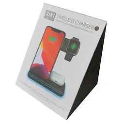 Зарядний пристрій 3 IN1 NEW All Wireless (iPhone, iWatch, AirPods) 15W FAST 0RIGINAL чорний - мініатюра 3