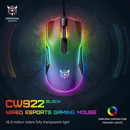 Комп'ютерна мишка Onikuma C22 з RGB підсвіткою 6400 DPI дротова ігрова для комп’ютера та ноутбука безшумна - мініатюра 4