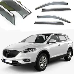 Дефлектори вікон вітровики Benke для Mazda CX-9 2015- Хром Молдинг З Нержавіючої Сталі 3D (BMDC91523-W/S)