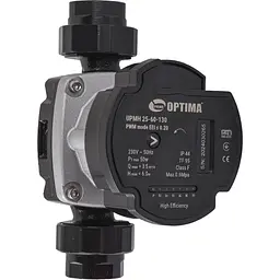 Насос циркуляційний енергоощадний Optima PRIME UPMH 25-60AUTO 130мм + гайки - мініатюра 2