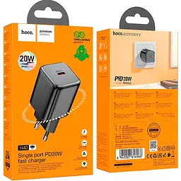 Мережовий зарядний пристрій Hoco N40 Mighty 20W Black (616966) [122579] - мініатюра 5