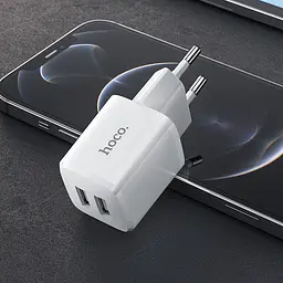 Зарядний пристрій Hoco N8 Briar dual port charger set з кабелем Micro USB - 2USB біле - мініатюра 5