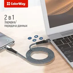 Дата кабель USB-C to Lightning 2.0m ColorWay (CW-CBPDCL036-GR) - мініатюра 8