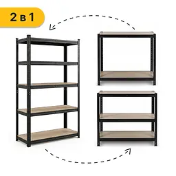Стелаж LEOBRO Premium Black 200 х 90 х 40 см, 175кг/полиця, 5 полиць (LB-R128) - мініатюра 5