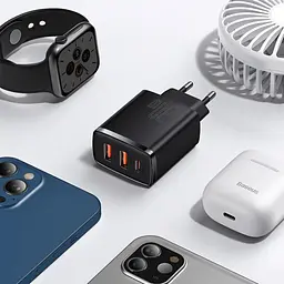 Мережевий зарядний пристрій Baseus Compact Quick Charger 2U+C 30W Black (CCXJ-E01) [73372] - мініатюра 6