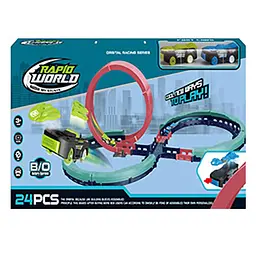 Інтерактивний трек з інерційною машинкою SHT 6688-509 (24pcs/2CAR) Blue Epik - мініатюра 2