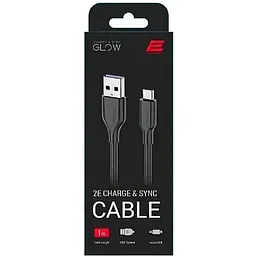 Кабель 2E USB-A - microUSB Glow 1m Black - мініатюра 2