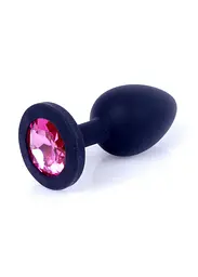 Анальна пробка Jawellery Black Silikon PLUG Small Pink Diamond Boss Series 64-00083 100357 - мініатюра 4