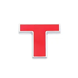 Емблема напис T 32х25 мм Червона на скотчі метал (Завод)