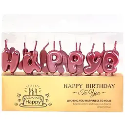 Свічки для торта "Happy Birthday" набір літер вишневий колір, декоративні свічки букви для дня народження, святкові свічки напис