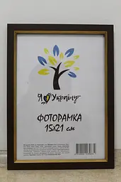 Фоторамка 15х21, коричнева із золотою вставкою, 1511-В84 , СКЛО + КАРТОН                                                                                                                                                                              