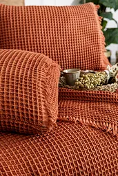 Вафельне покривало Norah Copper 240x260см +2 наволочки 50x70см Saheser pbe0052240 - мініатюра 3