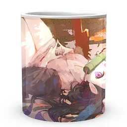 Кухоль GeekLand Demon Slayer Клинок, що розсікає демонів Незуко Лежить Склала пальці SL 02.446 330 мл білий - мініатюра 2