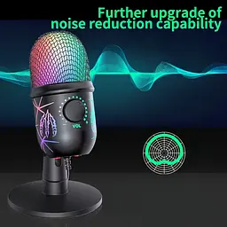 Професійний ігровий мікрофон V5 з RGB-підсвічуванням, шумозаглушенням, Mute та моніторингом у навушниках - мініатюра 2