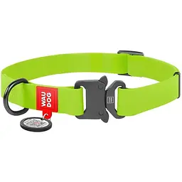 Нашийник для собак Waudog Waterproof, коллартекс, водостійкий, з QR паспортом, 23-35х1,5 см, салатовий