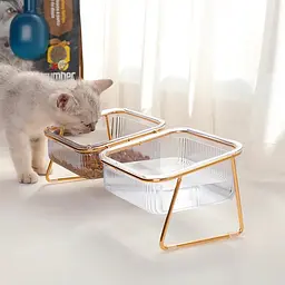 Миска для котів GOLD Square подвійна на підставці, 2 х 1000 мл - мініатюра 3