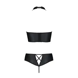 Комплект з екошкіри Passion NANCY BIKINI 6XL/7XL black, бра та трусики з імітацією шнурівки - мініатюра 4
