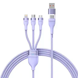 Кабель Baseus Flash Series Ⅱ 3-in-2 Cable USB+Type-C to MicroUSB+Lightning+Type-C 100W 1.2m CASS030105 Purple