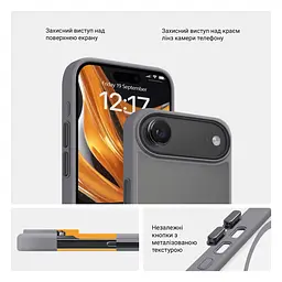 Чехол для Apple iPhone 17 Air, Uniq MagCase, серый, противоударный, панель-накладка с MagSafe, ударопрочный TPU+PC, с магнитом MagSafe, поддержка полноценной беспроводной зарядки, ArmorStandart (ARM86280) - мініатюра 3