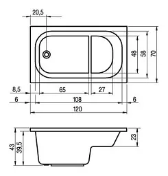 Ванна акрилова Rho Pett 120x70 BZ2500500000000 Білий - мініатюра 2