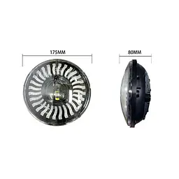 Фара LED ВАЗ 2101 2121 ГАЗ УАЗ іномарки мото 7 дюймів 60W 175х175х80 мм ближнє та дальнє світло 1 шт. - мініатюра 2