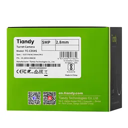 IP-камера TC-C35XS Spec:I3/E/Y/M/H/2.8mm/V4.1, 5MP, Starlight Turret, 2.8mm, f/1.6, IR30m, DC Tiandy teh0016015 - мініатюра 6
