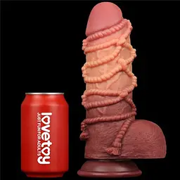 Фалоімітатор LoveToy Dual-Layered Silicone Cock With Rope 9.5, 24.5 см - мініатюра 5