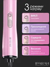 Фен щітка з обертанням, IPARAH Professional HOT AIR BRUSH 1200 Вт фен для волосся, фен-щітка браш з насадками для об'єму, браш для волосся Pink duplication - мініатюра 3