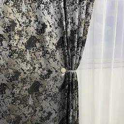 Жакардові мармурові штори сіро-кавового кольору 2шт. 150х270 з білим шифоновим тюлем 400х270, на та ALBO pbe0052756 - мініатюра 4