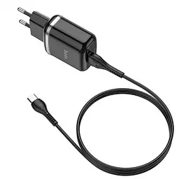 Мережевий зарядний пристрій Hoco N3 Special single port 1 USB, QC3.0 + USB Cable Type-C 3A Black - мініатюра 6