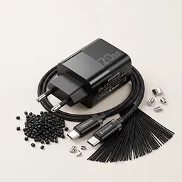 Комплект Essager: зарядний пристрій 20W (USB-C) + кабель USB-C-USB-C, EU, чорний - мініатюра 5