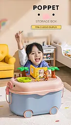 Багатофункціональний ящик для зберігання іграшок Poppet Свинка Йеллоу  на колесах великий (PP-002Y-L) - мініатюра 10
