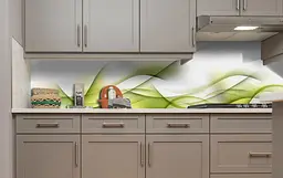 Вініловий кухонний фартух Зелені Лінії наклейка для кухні ПВХ Абстракція 60х300 см Happy Pocket Z181694 - мініатюра 4