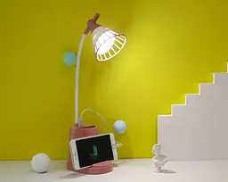 Настільна LED-лампа акумуляторна на гнучкій ніжці з органайзером та підставкою для телефону світильник з функцією Power Bank 1200 mAh Elite EL-2176 рожева - мініатюра 10