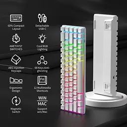 Клавіатура MageGee MK-BOX RGB Magnetic Amethyst Switch White (6971969728653-UA) [164297] - мініатюра 7