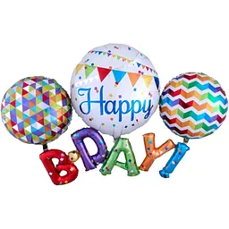 Набір фольгованих кульок "Happy Birthday" 4 шт декоративні для свят