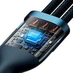 Кабель Baseus Flash Series Ⅱ 3-in-1 Cable USB to MicroUSB+Lightning+Type-C 66W 1.2m CASS040003 Blue - мініатюра 4