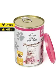 Повнорац.корм д/дор.котів.Шматоч.в желе з Куркою,ТМ Pet Chef, 415г