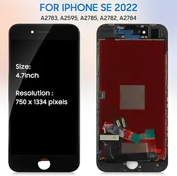 Заміна екрана для iPhone SE 2022, чорний; заміна РК-дисплея, сенсорного екрана та дигітайзера для iPhone SE3, повний комплект - мініатюра 4