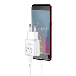 Зарядний набір Адаптер і кабель Micro USB Hoco C88A Star round dual port charger set білий - мініатюра 3
